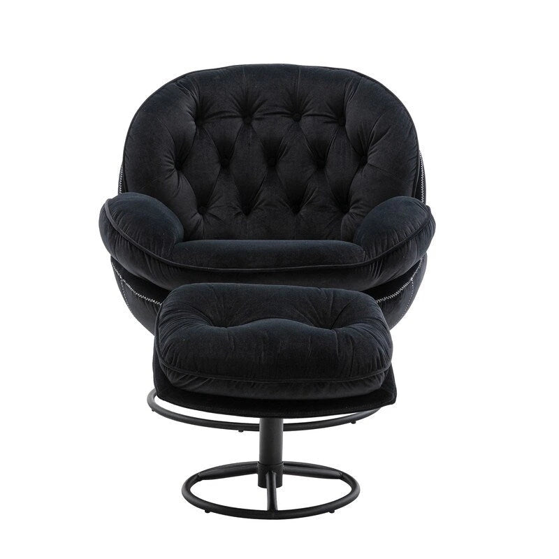 Fauteuil d'appoint Fauteuil de télévision Fauteuil de salon Gris avec pouf