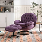 Fauteuil d'appoint Fauteuil de télévision Fauteuil de salon Gris avec pouf