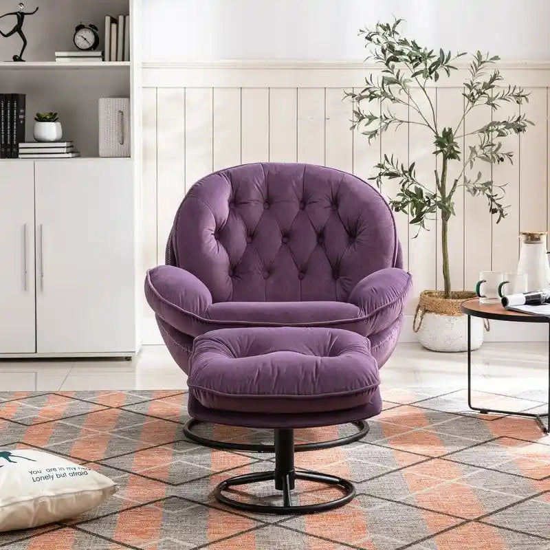 Fauteuil d'appoint Fauteuil de télévision Fauteuil de salon Gris avec pouf