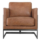 Fauteuil club Aurelle Home Industrial en cuir cappuccino et fer