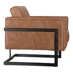 Fauteuil club Aurelle Home Industrial en cuir cappuccino et fer