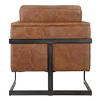 Fauteuil club Aurelle Home Industrial en cuir cappuccino et fer