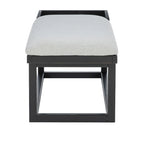 Banc Aliza en bois massif, rembourré gris, avec plateau