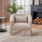 Fauteuil pivotant en velours avec ottoman, fauteuil de lecture pour salon ou chambre, confortable, avec piètement en métal noir