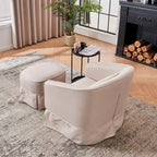 Fauteuil pivotant en velours avec ottoman, fauteuil de lecture pour salon ou chambre, confortable, avec piètement en métal noir
