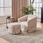 Fauteuil pivotant en velours avec ottoman, fauteuil de lecture pour salon ou chambre, confortable, avec piètement en métal noir