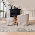 Fauteuil pivotant en velours avec ottoman, fauteuil de lecture pour salon ou chambre, confortable, avec piètement en métal noir