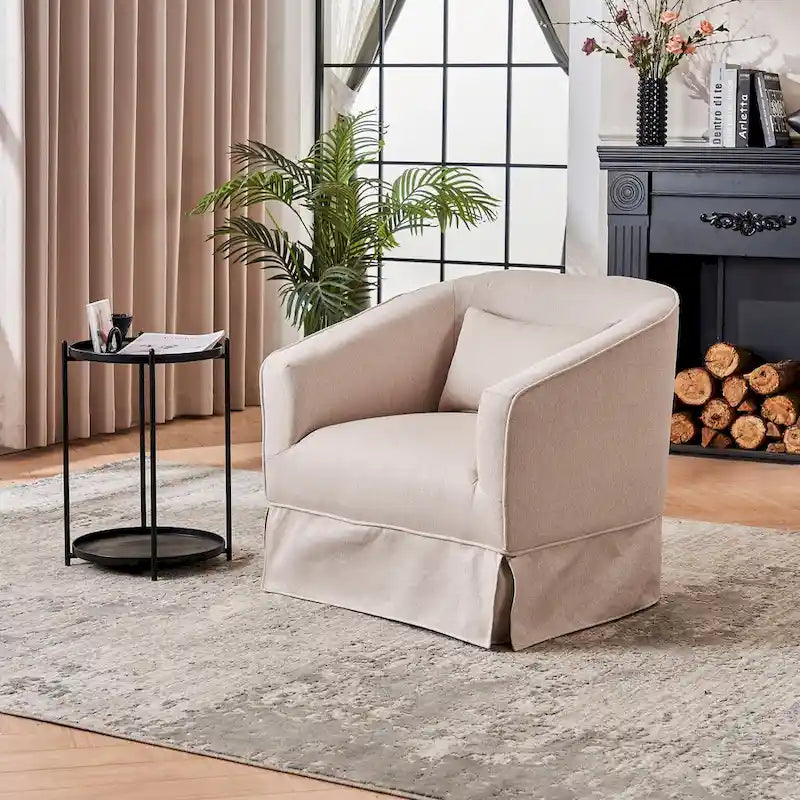 Fauteuil pivotant en velours avec ottoman, fauteuil de lecture pour salon ou chambre, confortable, avec piètement en métal noir