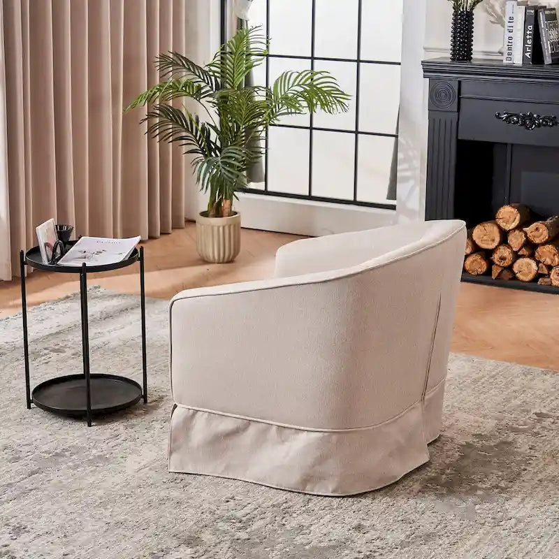 Fauteuil pivotant en velours avec ottoman, fauteuil de lecture pour salon ou chambre, confortable, avec piètement en métal noir