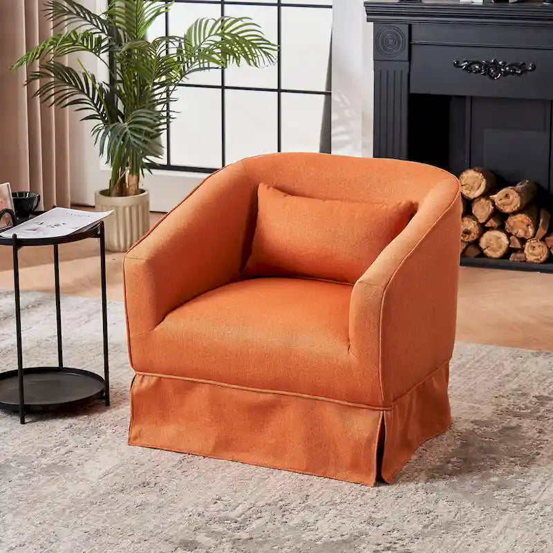 Fauteuil pivotant en velours avec ottoman, fauteuil de lecture pour salon ou chambre, confortable, avec piètement en métal noir