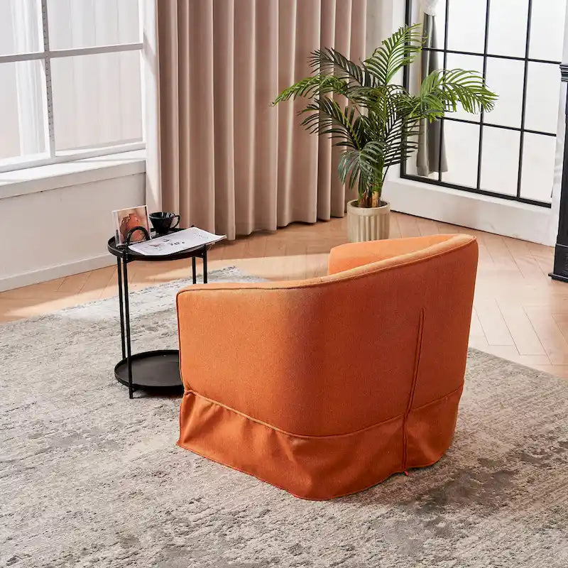 Fauteuil pivotant en velours avec ottoman, fauteuil de lecture pour salon ou chambre, confortable, avec piètement en métal noir