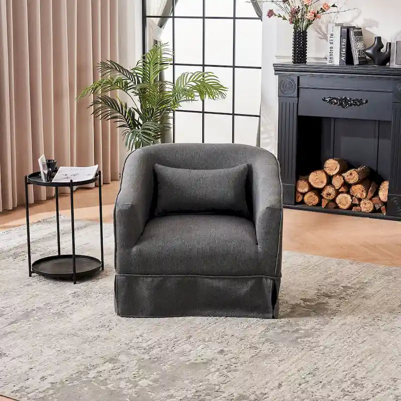 Fauteuil pivotant en velours avec ottoman, fauteuil de lecture pour salon ou chambre, confortable, avec piètement en métal noir