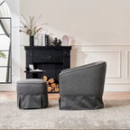 Fauteuil pivotant en velours avec ottoman, fauteuil de lecture pour salon ou chambre, confortable, avec piètement en métal noir