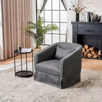 Fauteuil pivotant en velours avec ottoman, fauteuil de lecture pour salon ou chambre, confortable, avec piètement en métal noir