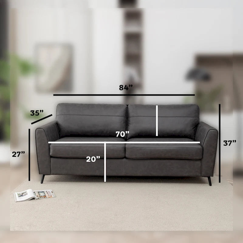 Canapé-lit Luna moderne en similicuir avec matelas à mémoire de forme