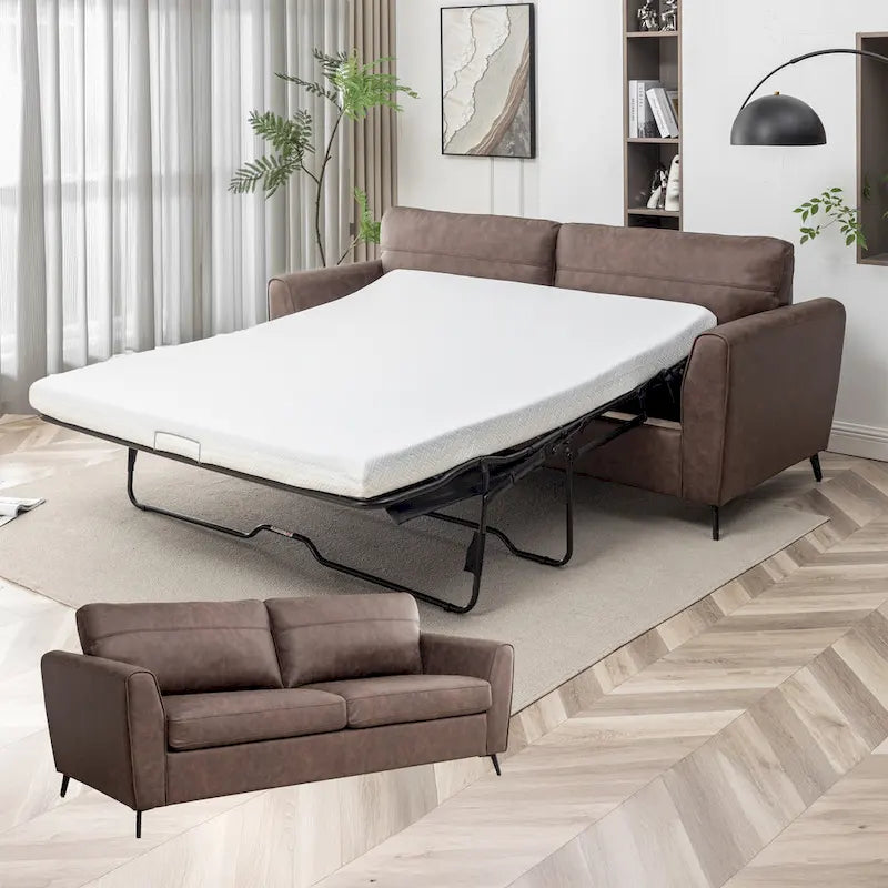 Canapé-lit Luna moderne en similicuir avec matelas à mémoire de forme