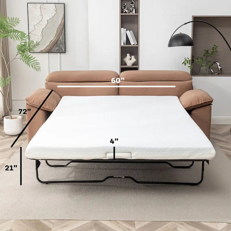 Canapé-lit Luna moderne en similicuir avec matelas à mémoire de forme
