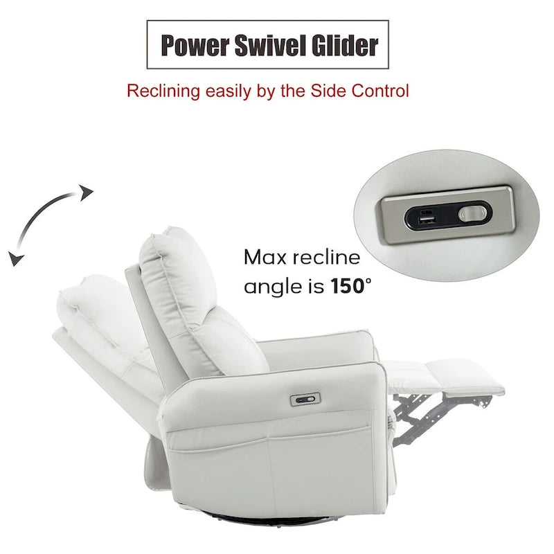 Fauteuil inclinable pivotant et basculant électrique 270, Canapé inclinable planeur électrique avec ports USB, Fauteuils inclinables de puériculture