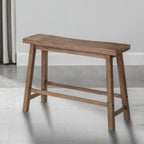 Banc de selle de 33 pouces avec cadre incliné, bois d'acacia brun antique sablé