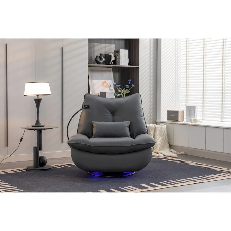 Fauteuil inclinable pivotant et glissant 270, fauteuil à bascule inclinable électrique, port USB pour fauteuil de chambre de bébé avec lampe d'ambiance
