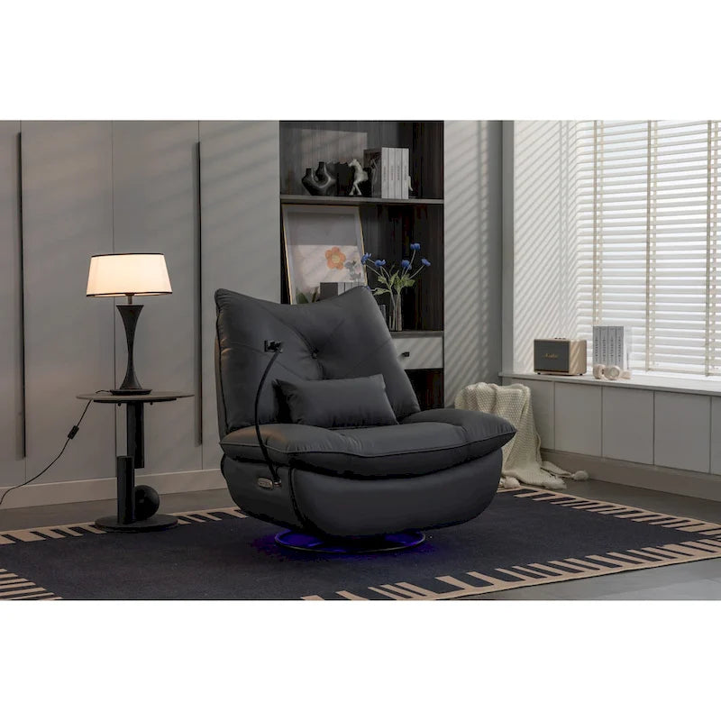 Fauteuil inclinable pivotant et glissant 270, fauteuil à bascule inclinable électrique, port USB pour fauteuil de chambre de bébé avec lampe d'ambiance
