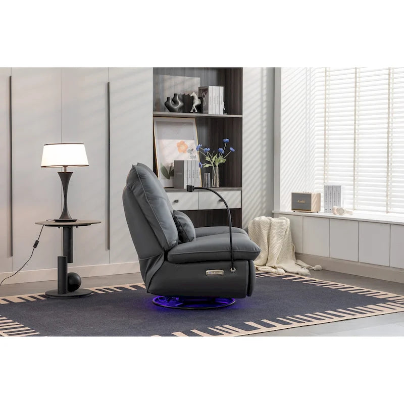 Fauteuil inclinable pivotant et glissant 270, fauteuil à bascule inclinable électrique, port USB pour fauteuil de chambre de bébé avec lampe d'ambiance