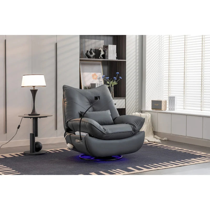 Fauteuil inclinable pivotant et glissant 270, fauteuil à bascule inclinable électrique, port USB pour fauteuil de chambre de bébé avec lampe d'ambiance