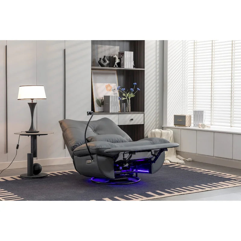 Fauteuil inclinable pivotant et glissant 270, fauteuil à bascule inclinable électrique, port USB pour fauteuil de chambre de bébé avec lampe d'ambiance
