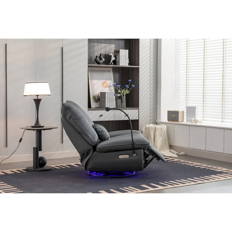 Fauteuil inclinable pivotant et glissant 270, fauteuil à bascule inclinable électrique, port USB pour fauteuil de chambre de bébé avec lampe d'ambiance