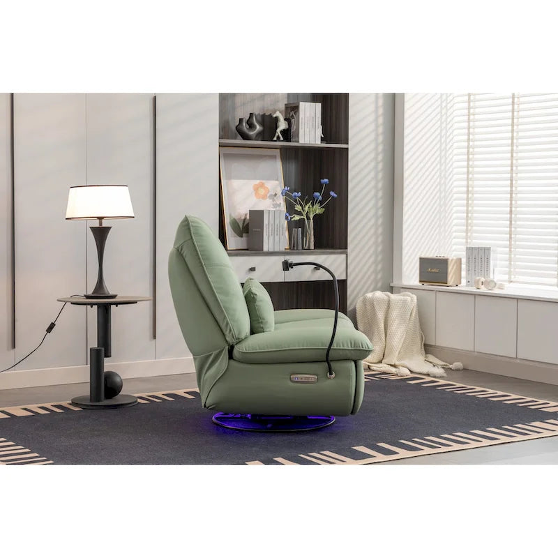 Fauteuil inclinable pivotant et glissant 270, fauteuil à bascule inclinable électrique, port USB pour fauteuil de chambre de bébé avec lampe d'ambiance