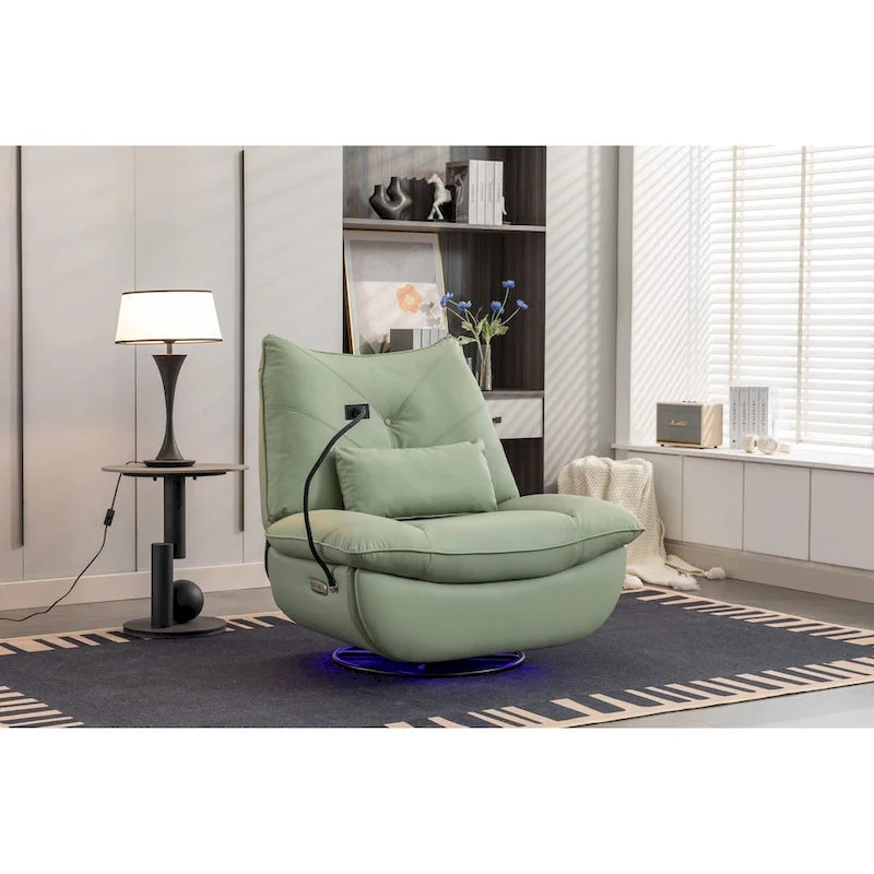 Fauteuil inclinable pivotant et glissant 270, fauteuil à bascule inclinable électrique, port USB pour fauteuil de chambre de bébé avec lampe d'ambiance