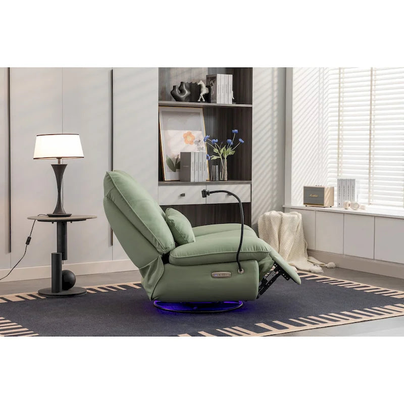 Fauteuil inclinable pivotant et glissant 270, fauteuil à bascule inclinable électrique, port USB pour fauteuil de chambre de bébé avec lampe d'ambiance