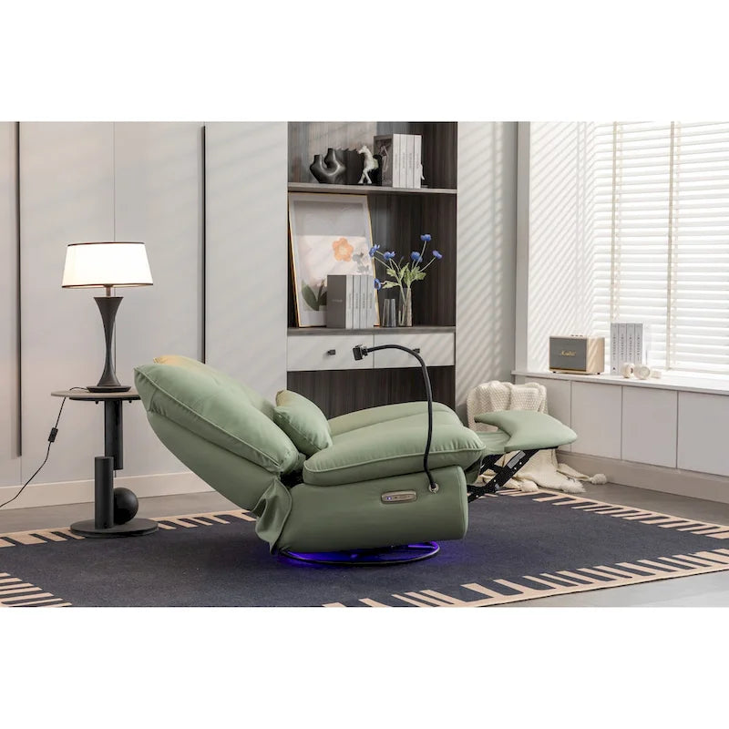 Fauteuil inclinable pivotant et glissant 270, fauteuil à bascule inclinable électrique, port USB pour fauteuil de chambre de bébé avec lampe d'ambiance