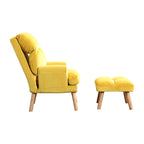 Nina Ensemble Fauteuil d'appoint et repose-pieds 2 pièces 71 cm, pieds évasés, jaune