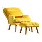 Nina Ensemble Fauteuil d'appoint et repose-pieds 2 pièces 71 cm, pieds évasés, jaune
