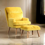 Nina Ensemble Fauteuil d'appoint et repose-pieds 2 pièces 71 cm, pieds évasés, jaune