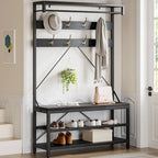 Banc à chaussures moderne avec porte-manteau, étagères de rangement
