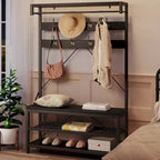 Banc à chaussures moderne avec porte-manteau, étagères de rangement