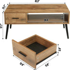 Table basse/meuble TV de style moderne du milieu du siècle avec tiroir – 41,3P x 21,7L x 17,7H