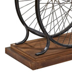Table Console en Bois avec Plateau à Lattes Larges, Cadre à Double Roue et Base Étages - Marron ou Bleu - Décoration Roche River