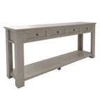 Console 4 tiroirs 1 étagère de style vintage, table d'entrée classique, table de rangement derrière un canapé