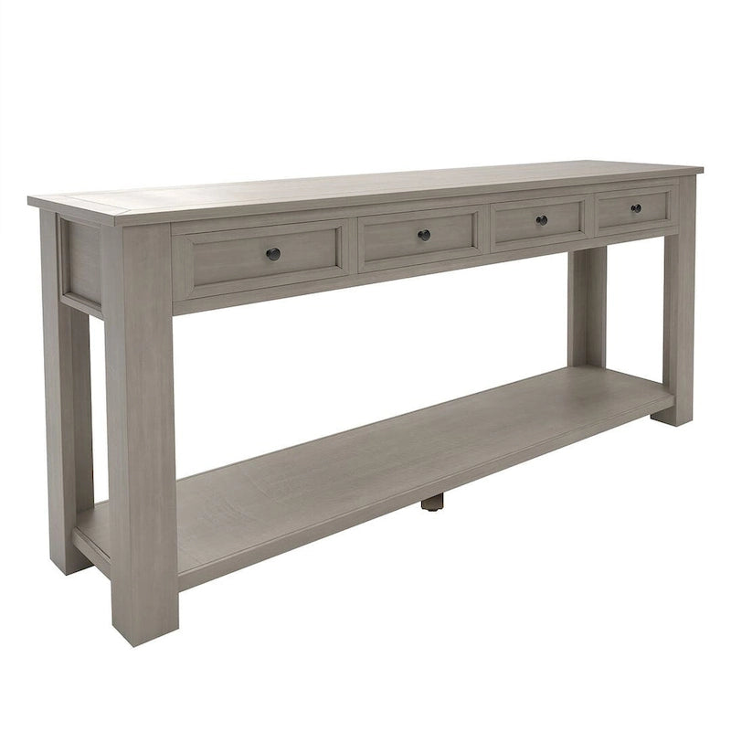Console 4 tiroirs 1 étagère de style vintage, table d'entrée classique, table de rangement derrière un canapé