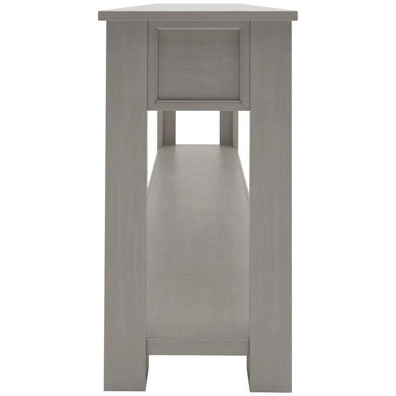 Console 4 tiroirs 1 étagère de style vintage, table d'entrée classique, table de rangement derrière un canapé