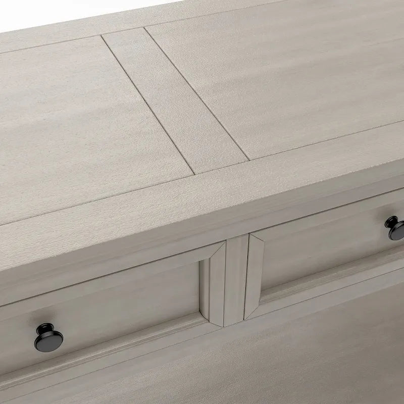 Console 4 tiroirs 1 étagère de style vintage, table d'entrée classique, table de rangement derrière un canapé