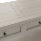 Console 4 tiroirs 1 étagère de style vintage, table d'entrée classique, table de rangement derrière un canapé