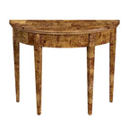 Console demi-lune 4 pieds, Burl traditionnel / Burl clair