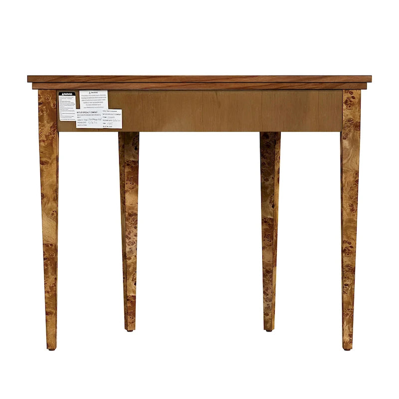 Console demi-lune 4 pieds, Burl traditionnel / Burl clair
