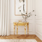 Console demi-lune 4 pieds, Burl traditionnel / Burl clair