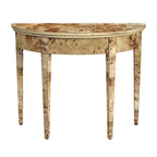 Console demi-lune 4 pieds, Burl traditionnel / Burl clair