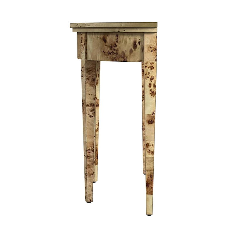 Console demi-lune 4 pieds, Burl traditionnel / Burl clair